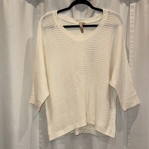 Misia Cream Crew Neck Sweater with Ribbed Knit